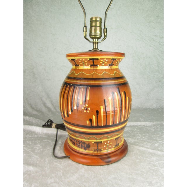 1994 David T. Smith Turtle Creek Pottery Moravian Redware Lamp by Chris Woods For Sale - Image 6 of 18