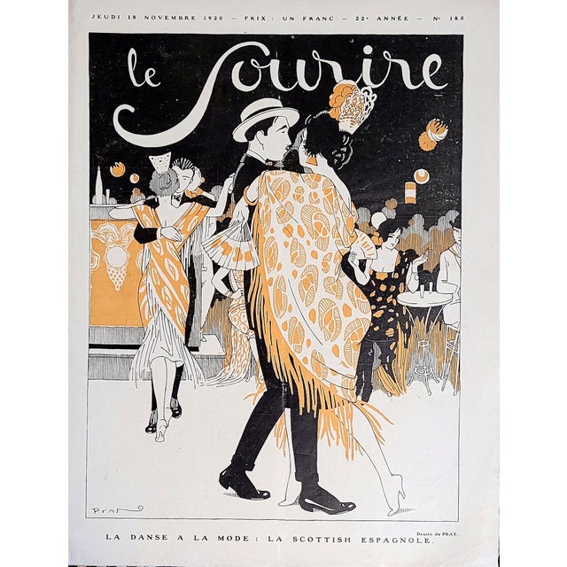 Prat, 1920 "La Danse a La Mode: La Scottish Espagnole" Le Sourire Cover Print For Sale