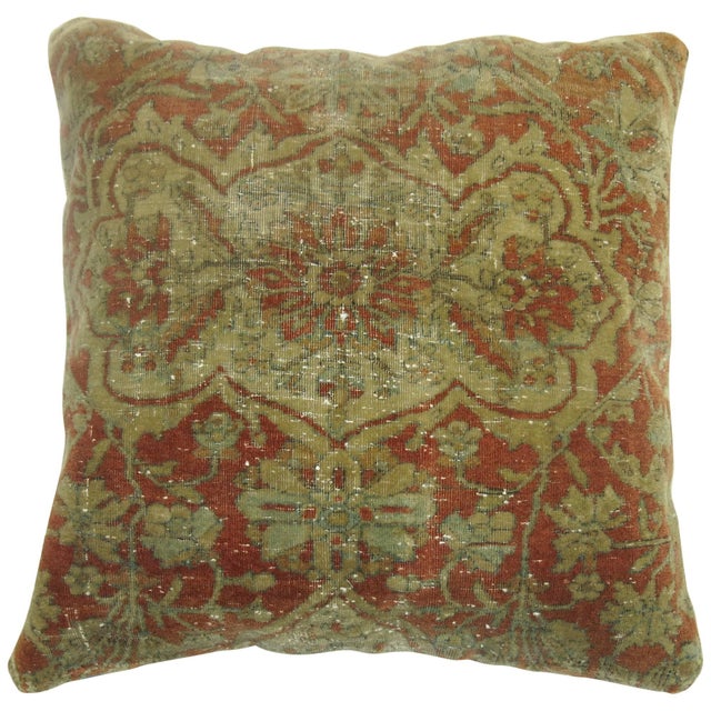 Exquisite pillow made from a 19th century antique Mohtasham Kashan rug. Poly Fill insert and zipper closure 19'' x 19''