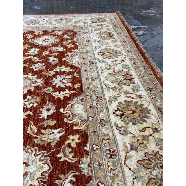 7ft 11in × 9ft 11 in Pak-Veg Hand-Knotted Floral Wool Area Rug For Sale - Image 10 of 12