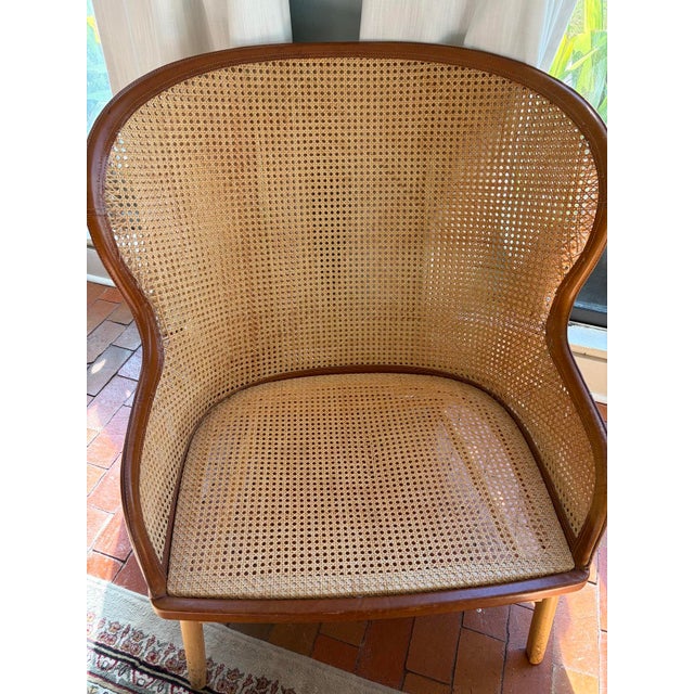 Garsnas "Dandy" Lounge Chair by Pierre Sindre, Cane and Tan Leather, 2019 For Sale - Image 4 of 8