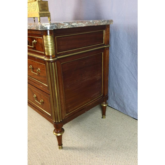 Louis XVI Tan Commode with Marble Top For Sale - Image 5 of 12