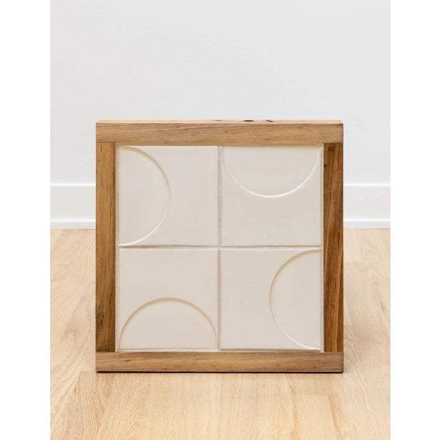 The White Geometric - Cadillac Stamping Factory Reclaimed Tiled Table For Sale In Detroit - Image 6 of 12