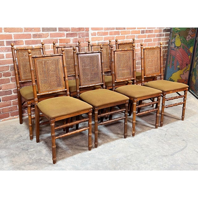 Stakmore Company Vintage Faux Bamboo Stakmore Folding Dining Chairs - Set of 8 For Sale - Image 4 of 12