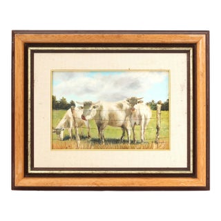French Oil Painting, Whimsical Cows For Sale