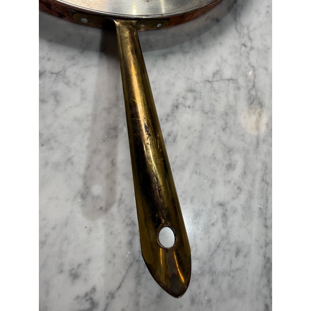 Italian Vintage Italian Copper Crepe Pan With Brass Handle, Made in Italy For Sale - Image 3 of 5