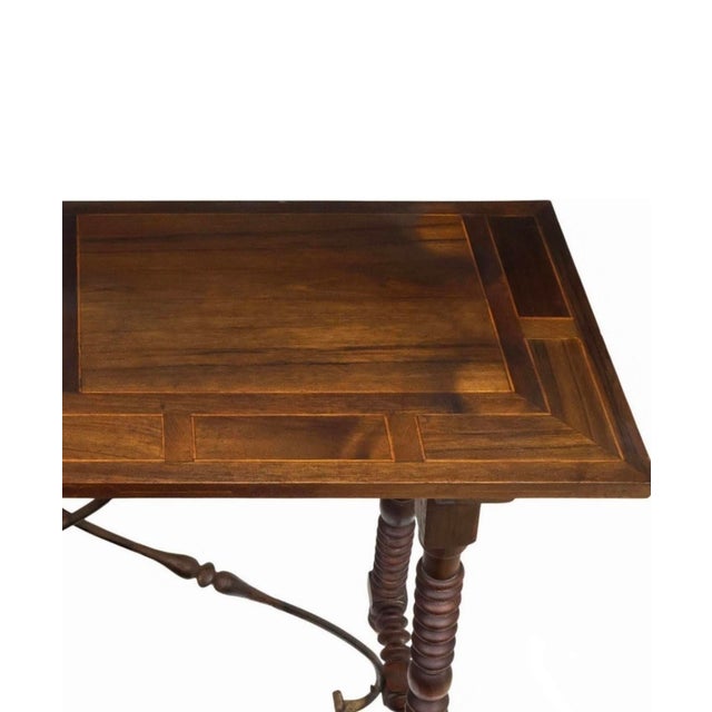 Antique European Baroque Period Spanish Italian Bargueño Table Cabinet on Stand For Sale - Image 12 of 18