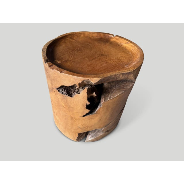 2010s Andrianna Shamaris Large Sculptural Teak Wood Tray Style Side Table For Sale - Image 5 of 6