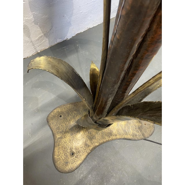 Floral Lamp in Brass and Copper, 1960s For Sale - Image 9 of 12