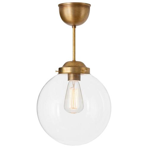 Metal Pendant Globe in Raw Brass and Clear Glass from Konsthantverk For Sale - Image 7 of 7