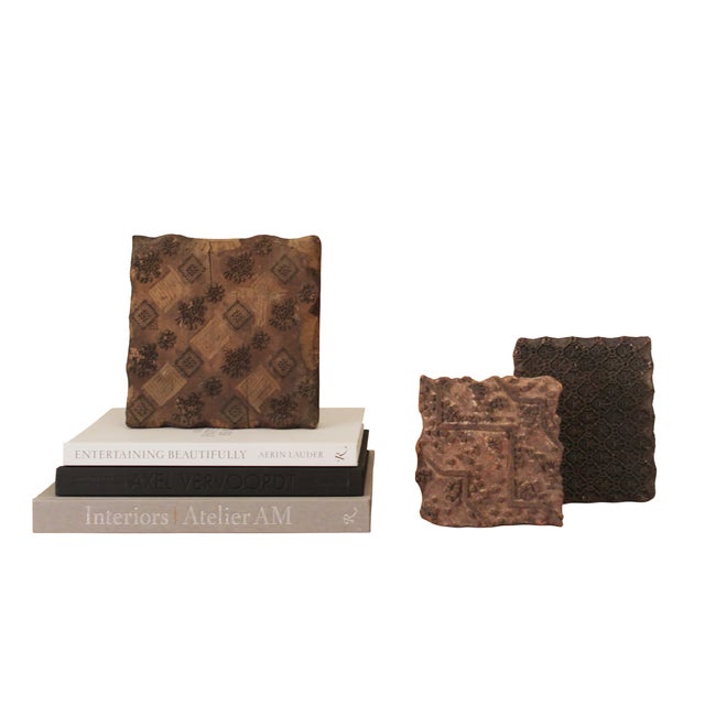 Antique Wooden Fabric Stamps, 1800s, Set of 3 For Sale - Image 5 of 5