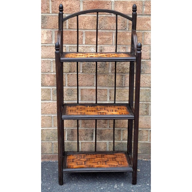 Mid-Century Modern Rattan and Split Reed Folding Bookcase Étagère, 1960s For Sale - Image 4 of 10