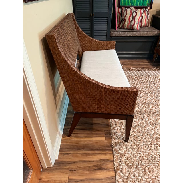 Very nice Berhnardt wicker/rattan loveseat from the Coastal collection. Attached cushion, very good condition, could be...