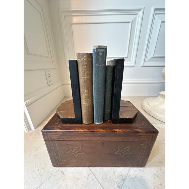 Vintage Handcrafted Pair of Equestrian Bookends With Horses of Embossed Copper on Wood, Made in England For Sale - Image 9 of 14