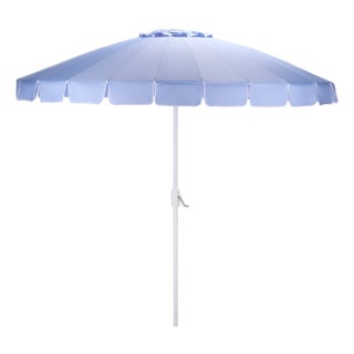 Panza 9 Ft Crank Umbrella, Baby Blue/White Pole For Sale