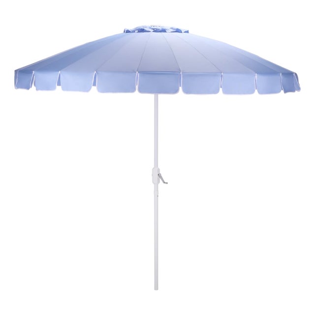 Panza 9 Ft Crank Umbrella, Baby Blue/White Pole For Sale