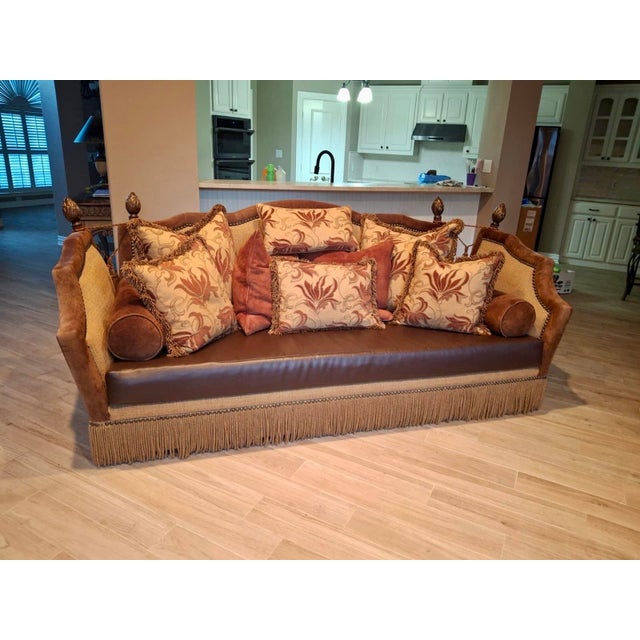 Wood Sofa Designer Marge Carson For Sale - Image 7 of 8