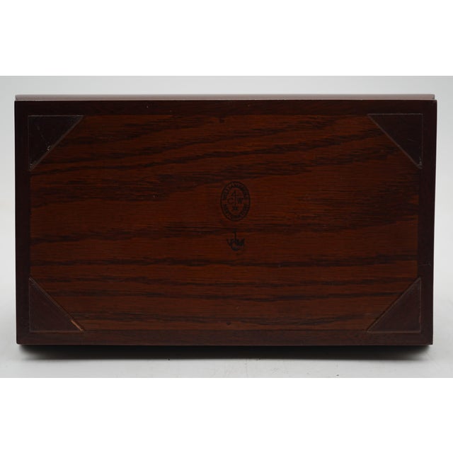 Brown 1980s Virginia Metalcrafters Colonial Williamsburg Mahogany Tea Caddy For Sale - Image 8 of 10
