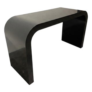 Mid Century Black Laminate Waterfall Console For Sale