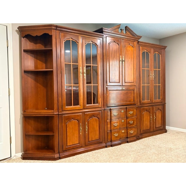 This is a magnificent-scale 6-piece modular wall storage system. Crafted from premium solid hardwoods, this heirloom-...