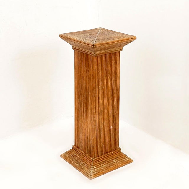 Pencil Reed Pedestal Console Table in the manner of Vivai Del Sud, 1970s For Sale - Image 12 of 12