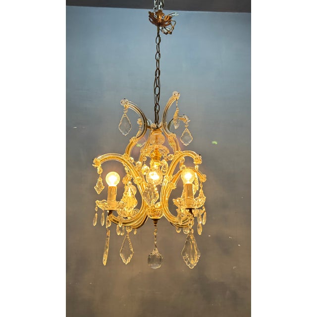 Glass Italian Crystal and Murano Glass Chandelier, 1950s For Sale - Image 7 of 14