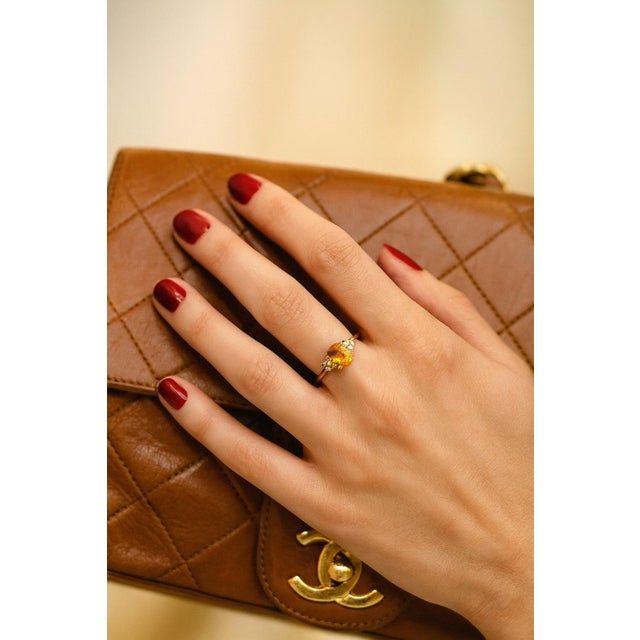 Late 20th Century Bochic “Orient” Vintage Yellow Sapphire & Cognac Diamond Ring Set In 18K Gold & Silver For Sale - Image 5 of 9