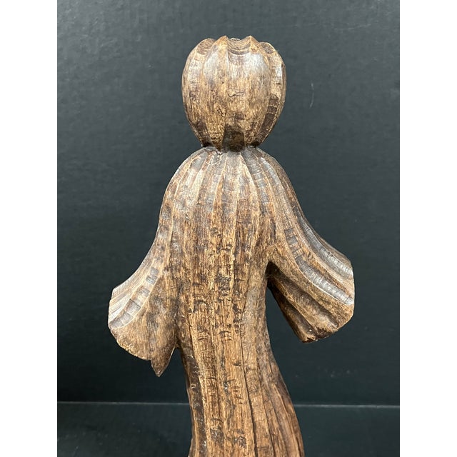 Wood Folk Art Carved Wooden Jack O Lantern Ghost Statue For Sale - Image 7 of 7