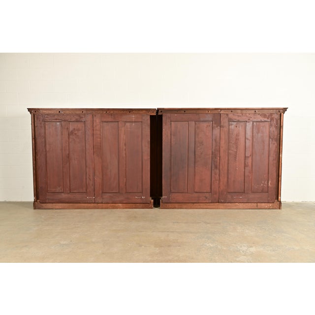 R. J. Horner Style Antique American Empire Monumental Carved Mahogany Quadruple Bookcase Cabinet, Circa 1890s For Sale - Image 13 of 14