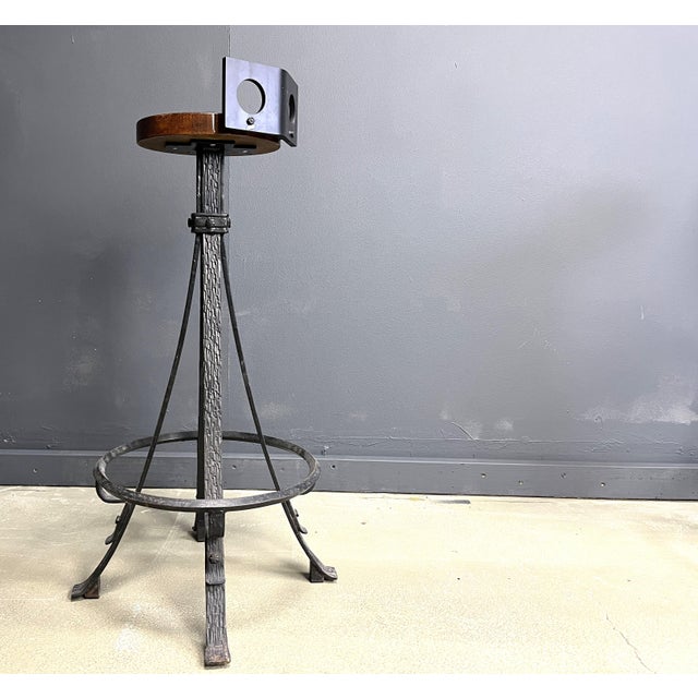 1970s Vintage Brutalist Wrought Iron Bar Stools, 1970s, Set of 6 For Sale - Image 5 of 16