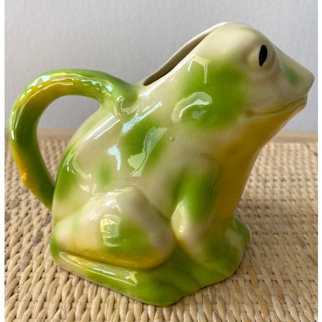 1980s Tony Wood Frog Ceramic Creamer. Signed on bottom.