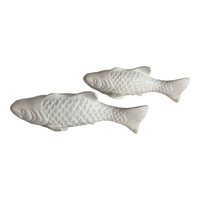 White Fish Ceramic Figurine , Pair For Sale