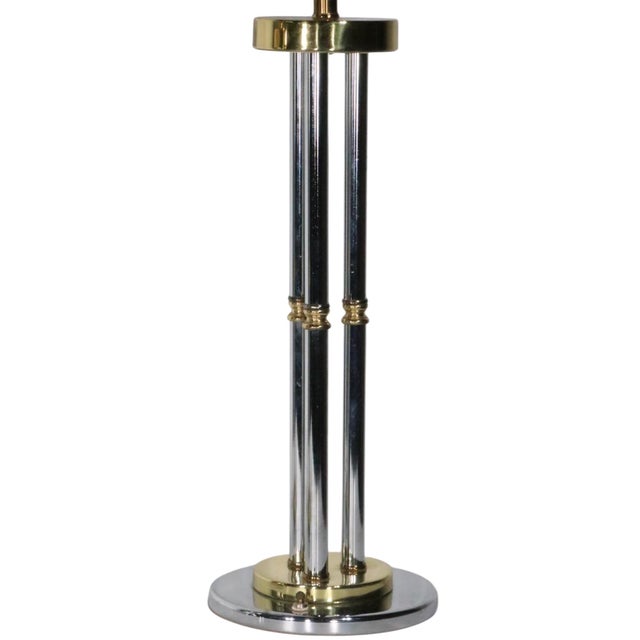 John Vesey Late 20th Century Hollywood Regency Chrome and Brass Table Lamps - a Pair For Sale - Image 4 of 12