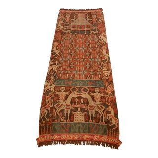 Vintage Indonesian Ikat Brown, Red & Indigo Wall Hanging For Sale