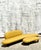 Canary Yellow Vintage Boho Isamu Noguchi Biomorphic Sofa and Ottoman For Sale - Image 8 of 10