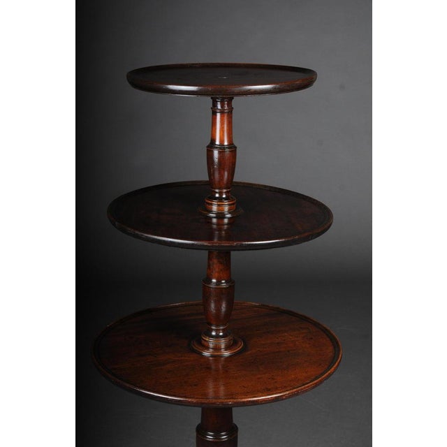 Rare English side table or étagère, Victorian 19th century mahogany Solid mahogany wood with three-tier and round shelves....