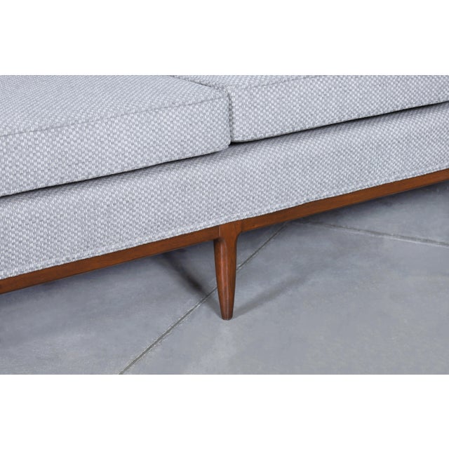 Stone Gray Mid-Century Modern Curved Walnut Sofa by Erwin Lambeth and Tomlinson, 1950s For Sale - Image 8 of 14