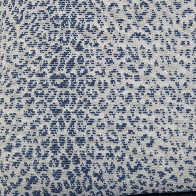 Schumacher Mini Leopard Performance Parsons Ottomans in Navy- Pair For Sale - Image 9 of 9