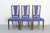 Mid-Century French Blue Red Border Dining Chairs in Teak and Skai, 1960, Set of 6 For Sale - Image 4 of 14