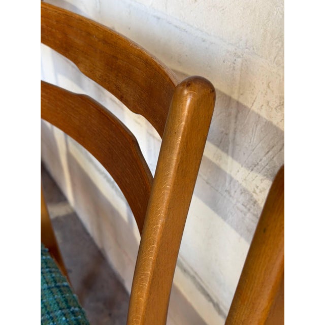 Teak Dining Chairs Set of 4 With Blue Upholstery Danish Mid-Century Modern 1960s For Sale In Los Angeles - Image 6 of 11