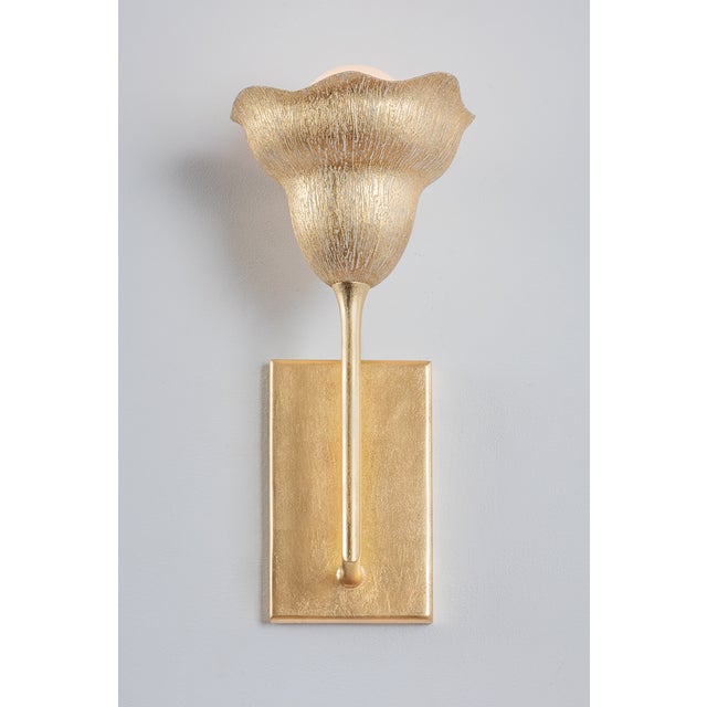 Mid-Century Modern Hudson Valley Lighting Alora 6.5 in. 1 Light Wall Sconce in Vintage Gold Leaf and Gilded Ivory Finish For Sale - Image 3 of 9