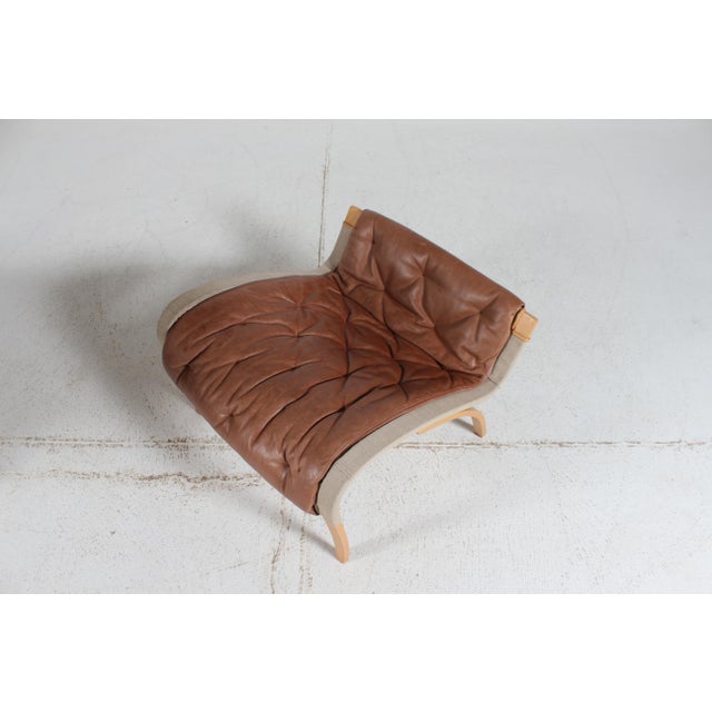 Set of Pernilla Lounge Chair and Ottoman in Beech and Aniline Leather by Bruno Mathsson for Dux, Sweden, 1994 For Sale - Image 15 of 18