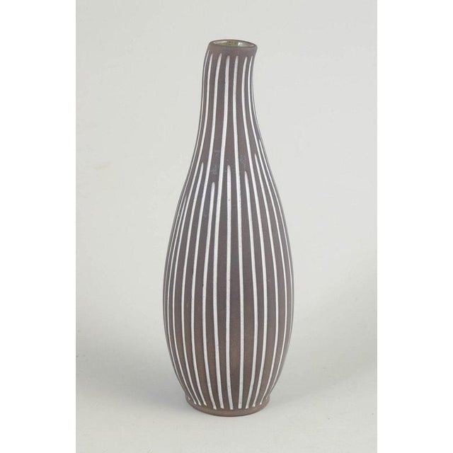 Helge Østerberg Ceramic vase, hand-decorated, 1970s. Slender, elongated stoneware vase with characteristic hand-painted...