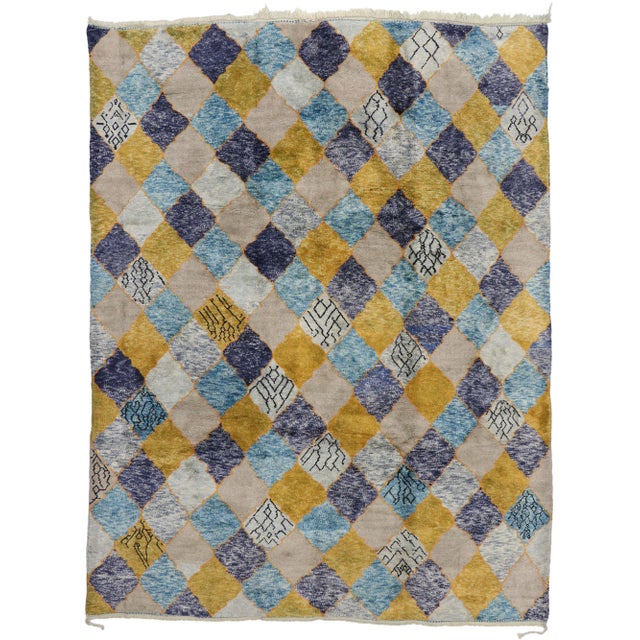 Preppy Argyle Beni Mrirt Moroccan Rug - 10'03 X 13'03 For Sale - Image 9 of 9