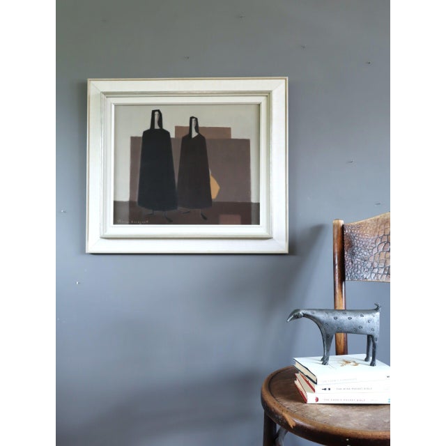 Mid-Century Modern Mid-Century Modern 'Silent Companions' Figurative Oil Painting by Swedish Artist Fabian Lundqvist (1913-1989), Framed For Sale - Image 3 of 12