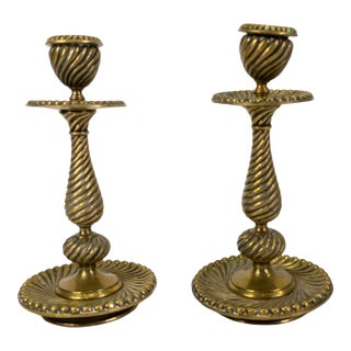 19th Century Renaissance Revival Twist Spiral Candlesticks - a Pair For Sale