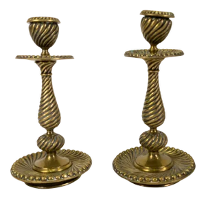 19th Century Renaissance Revival Twist Spiral Candlesticks - a Pair