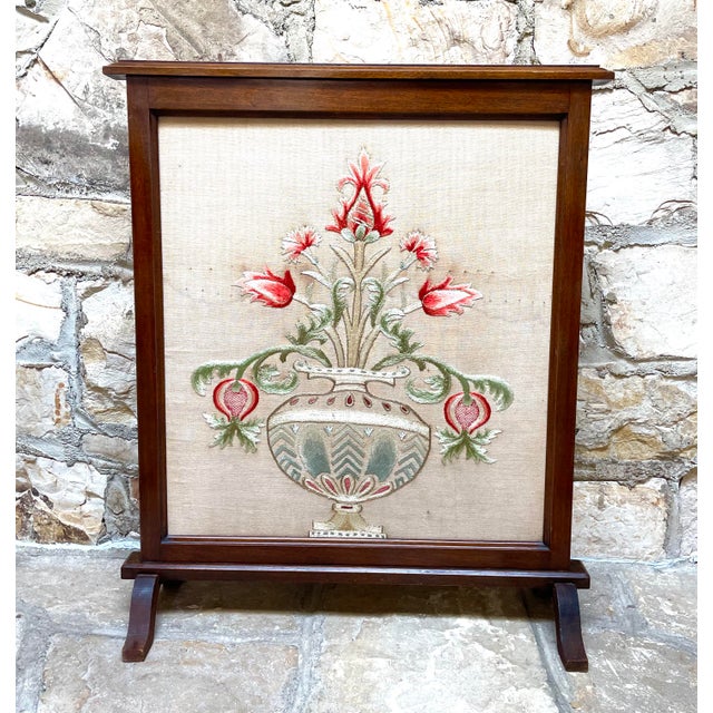 Late 19th Century Victorian Era Embroidered Fireplace Screen Chairish