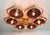 Italian midcentury flush mount with six amethyst Murano glass shades carefully hand blown with bubbles inside the glass...