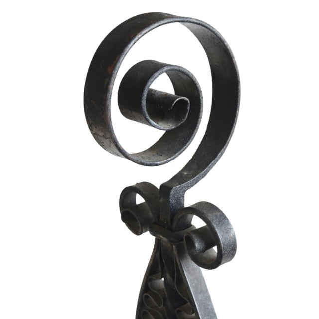 Large Pair of Hand-Wrought Iron Fireplace Andirons - Pair For Sale - Image 4 of 10